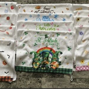 12 Kitchen Towels.  CUTE!!! One For Every Season & Holiday. NEW. See Pics.